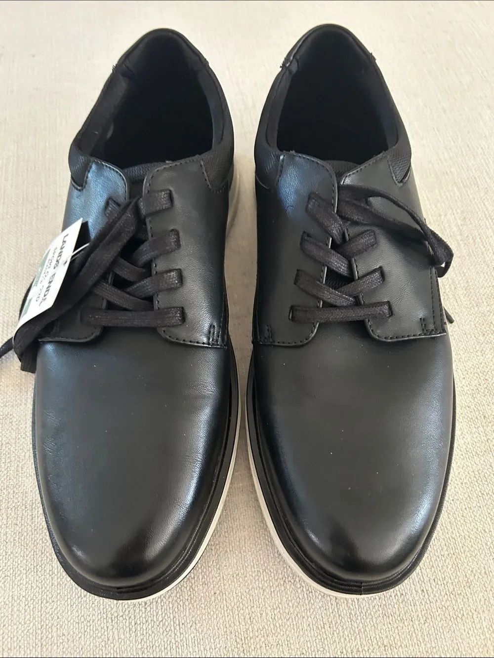 Lands End Mens Sport Oxford Shoes Black White Hybrid Sneaker, Mens 9.5, NWT